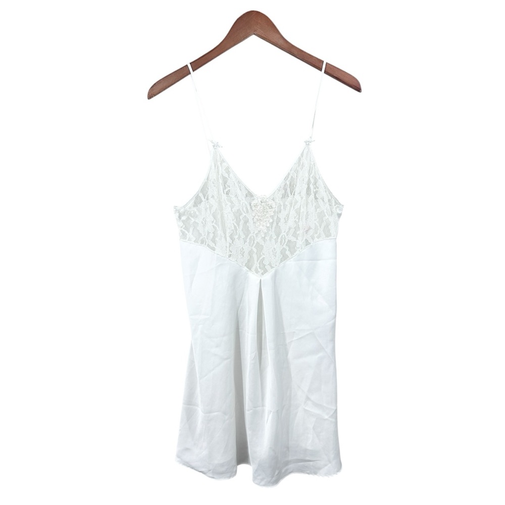 VAL MODE Nightgown Satin Lace USA Bridal Slip Lingerie White
